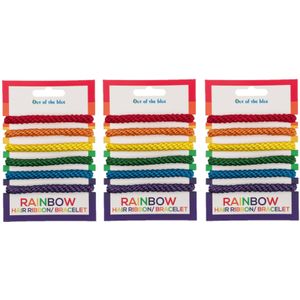 Armbandjes/haarbandjes - Gay Pride/Regenboog thema kleuren - setje van 24x stuks - Verkleedsieraden
