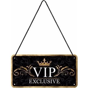 Zwart tinnen ophangbordje VIP - Feestdecoratieborden