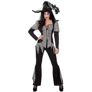 Zwart/wit zombie heksen kostuum voor dames - Carnavalskostuums
