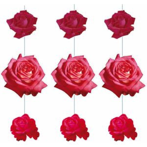 Set van 3x hang decoratie rozen - Hangdecoratie