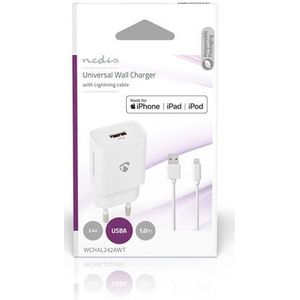 Nedis Wandlader Fresh Green Charge Usb-a 12w - Snellaadfunctie 1m Wit