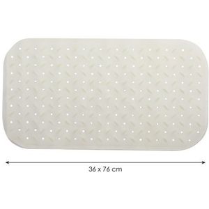 MSV Douche/bad anti-slip mat badkamer - rubber - wit - 36 x 76 cm - met zuignappen