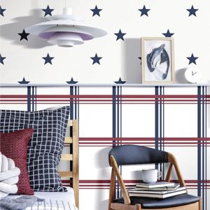 Noordwand - Behang - Rood Blauw Wit - Vlies - 0.53 cm x 10.05 m