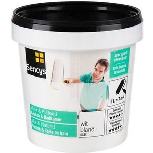 Sencys Muur & Plafond Keuken & Badkamer Mat Wit 1l