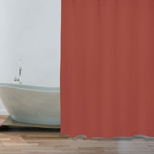 MSV Douchegordijn met ringen - terracotta - gerecycled polyester - 180 x 200 cm - wasbaar - Voor bad en douche
