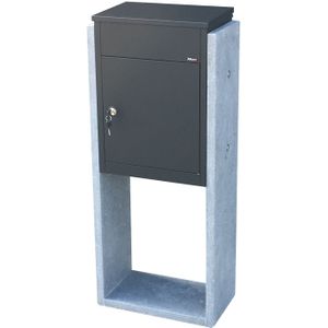 Pakketbrievenbus Torino - Natuursteen En Staal - Zwart - 44x105x25cm | Pakketbrievenbussen