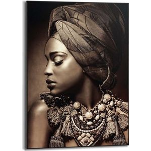 Schilderij Afrikaanse Vrouw Kleurrijk Slim Frame MDF 50x70cm