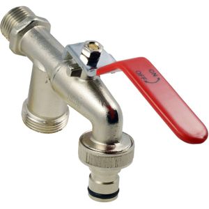 Sanivesk Tap Kogelkraan Dubbel Met Hendel En Slangkoppeling 1/2" Buitendraad Mat Chroom