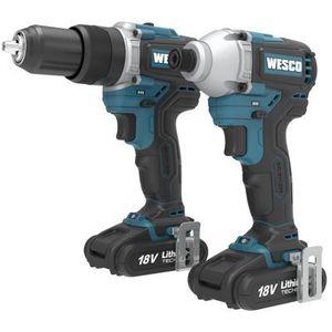 Wesco Combi Set Ws1822k2 Accuboormachine + Slagschroevendraaier Brushless 18v (2 Accu's)