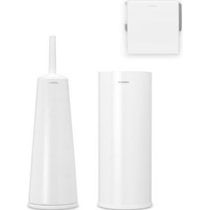 Brabantia Toiletaccessoiresset Renew Toiletborstel Met Houder + Toiletrolhouder + Reserverolhouder Wit | Badkameraccessoires