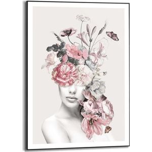 Schilderij Bloemenvrouw Slim Frame 50 X 70 Cm | Muurdecoratie