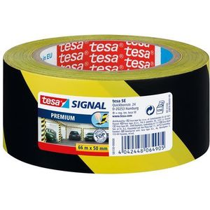 Tesa Signalisatietape 'premium' Zwart/geel 66mx50mm | Tape & lijm