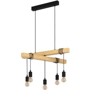 Eglo Hanglamp Townshend Hout Zwart 5xe27 50w | Hanglampen