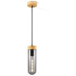 Home Sweet Home Hanglamp Capri Hout Gerookt Glas ⌀10cm H22cm E27