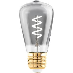 Eglo Ledfilamentlamp Edison Spiral - Smoke - D4,8cm - Dimbaar - Warm Wit - E27 - 4w | LED lampen