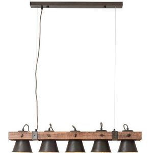 Brilliant Hanglamp Plow Zwart Hout 5xe27: