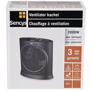 Sencys Ventilatorkachel 2000w Met Oscillatie Zwart