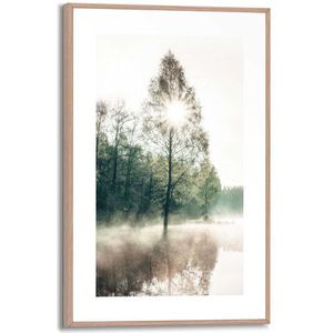 Schilderij Zon Door De Bomen Landschap - Natuur - Zon - Weerspiegeling - Slim Frame 20 X 30 Cm Mdf Groen | Fotolijsten