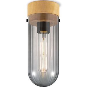 Home Sweet Home Plafondlamp Capri Hout Gerookt Glas ⌀10cm E27 | Plafondlampen