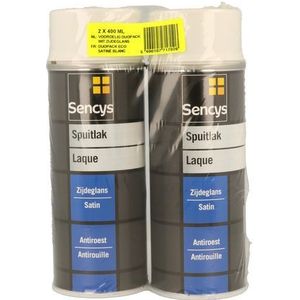 Sencys Lak Spuitbus Duopack Zijdeglans Wit 2x400ml | Lak
