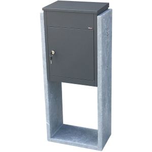 Pakketbrievenbus Torino An - Natuursteen En Staal - Antraciet - 44x105x25cm | Pakketbrievenbussen