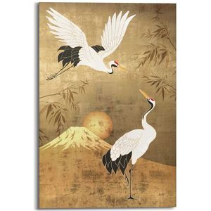 Schilderij Deco Panel Japanse Kraanvogels 60x90 Cm | Muurdecoratie