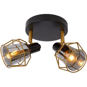 Lucide Spot Nila Zwart Messing ⌀15cm 2xe14