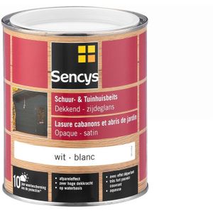 Sencys Tuinhoutbeits Tuinhuis En Schutting Dekkend Zijdeglans Wit 0,75l