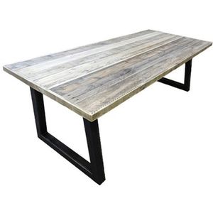 Tafel Met Sloophout Grenen Blad En Stalen Trapezium Onderstel 1,80m | Tafels