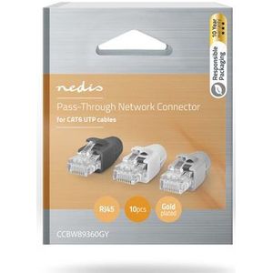 Nedis Rj45-connector Stylish Titanium Box Rj45 Pass Through - Utp Stevig/gesnoerd Cat6 Wit / Grijs / Zwart