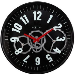 Nextime Wandklok Ø36cm Gear Clock Zwart Metaal/glas