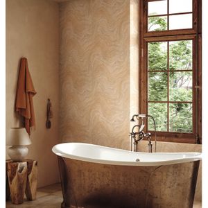 Vliesbehang Marmer - Beige - Zalmroze - Zacht Oranje - Beige - 10,05m X 53cm | Vliesbehang