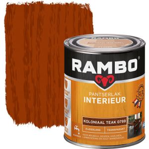 Rambo Pantserlak Interieur - Transparant Zijdeglans - Houtnerf Zichtbaar - Koloniaal Teak - 0.75L