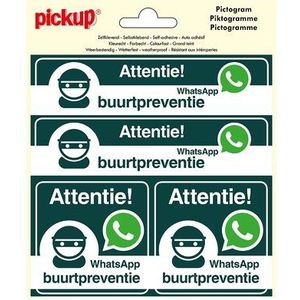 Pickup Sticker 4-op-1 Whatsapp Buurtpreventie 15x15cm | Belettering