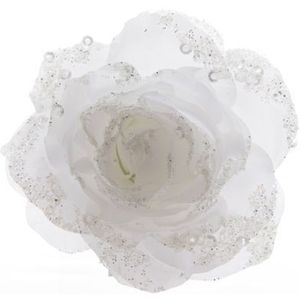 Decoris Bloem Op Clip Wit 14 Cm