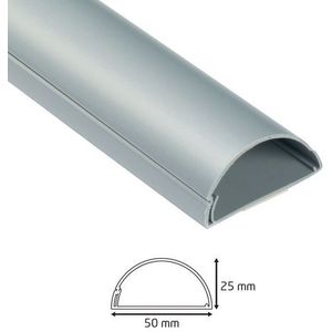D-line Kabelgoot Zelfklevend Halfrond 50x25mm 1,5m Aluminium Optiek | Kabels & behuizing