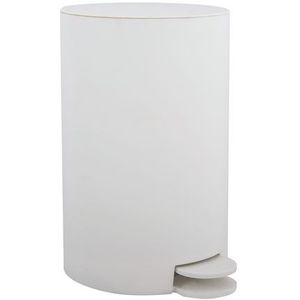 MSV Prullenbak/pedaalemmer - kunststof - wit - 3L - klein model - 15 x 27 cm - Badkamer/toilet