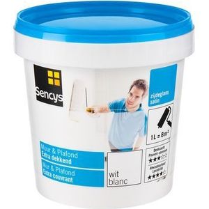 Sencys Muur & Plafond Extradekkend Zijdeglas Wit 1l | Muurverf