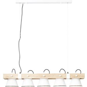 Brilliant Hanglamp Plow Wit Hout 5xe27