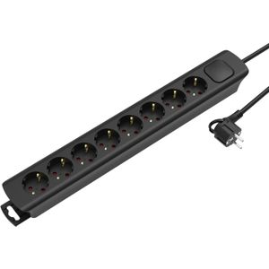 Sencys Stekkerdoos 8-voudig Zwart 1,5 Meter