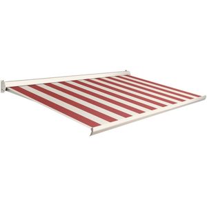 Domasol Knikarmscherm F10 Motor Schakelaar Ral9001 Rood-wit Doek D509 500x250cm