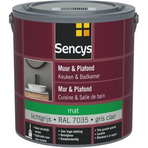 Sencys Muur- & Plafondverf Keuken & Badkamer Ral7035 Mat 2,5l