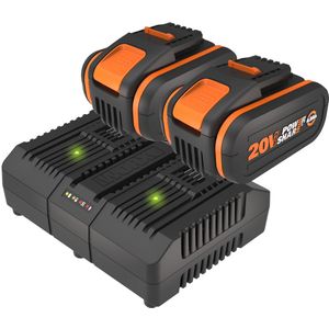 Worx 2 Accu's En Dubbel Acculader 2 X 20v 4ah