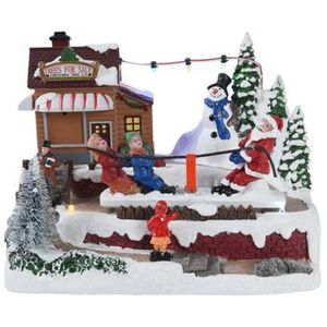 Decoris Led-kerstdorp Huisje Met Kerstman En Sneeuwpop