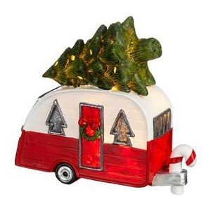 Kerstdecoratie Caravan Rood Met Led-verlichting 18x7,5x16,5 | Kerstverlichting