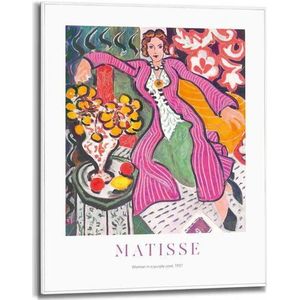 Schilderij Matisse - Vrouw Met De Paarse Jas - Slim Frame 40x50 Cm Mdf Bont