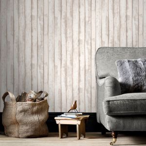 Papierbehang Houten Planken - Beige - Taupe - 10,05 M X 52,8 Cm | Behangpapier