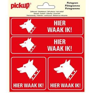 Pickup Sticker 4-op-1 Hier Waak Ik 15x15cm | Belettering