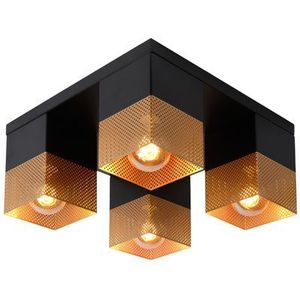 Lucide Plafondlamp Renate Zwart Goud 4xe27 | Plafondlampen