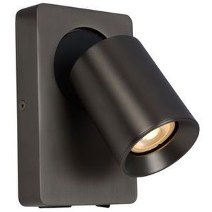 Lucide NIGEL - Bedlamp - LED Dimb. - GU10 - 1x5W 2200K/3000K - Met USB oplaadpunt - Zwart Staal